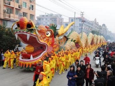 Drangon dance greets New Year in E China