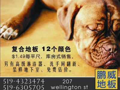 鹏威地板 - 库房式销售（519-432-3474）
